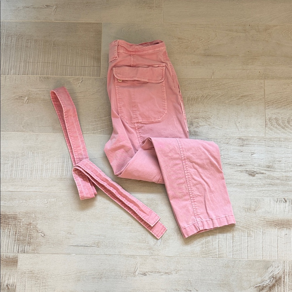 LA VIE By Rebecca Taylor Coral/Pink Cargo Pants with Removable Belt